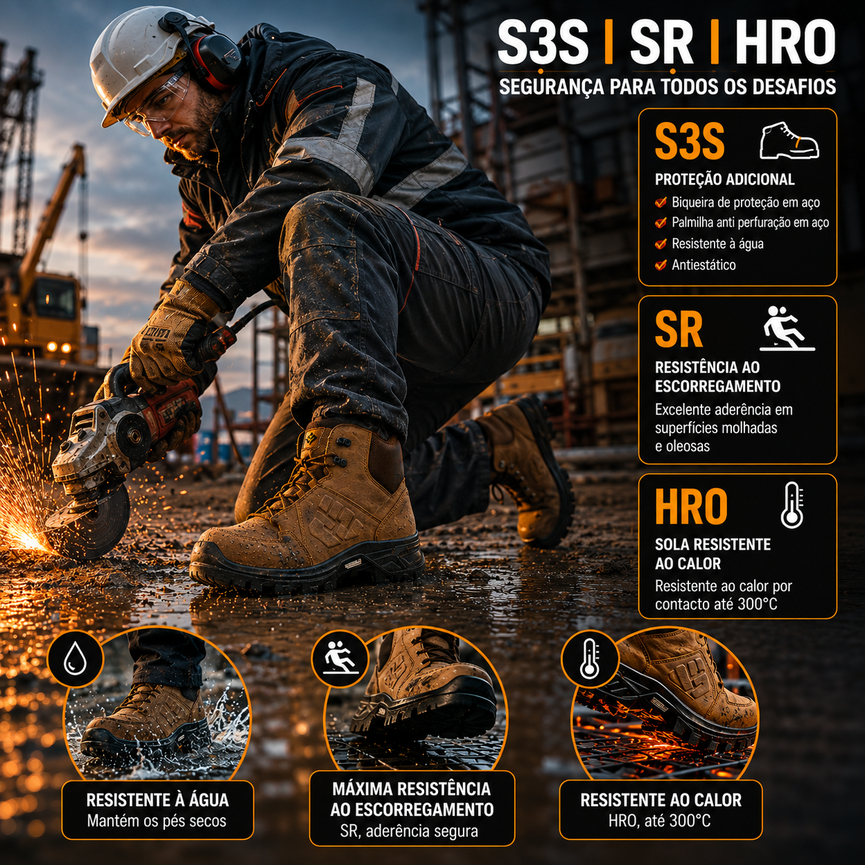 6B03.12 - Sicherheitsschuhe GEAR MICHELIN S3S/SR/HRO Braun