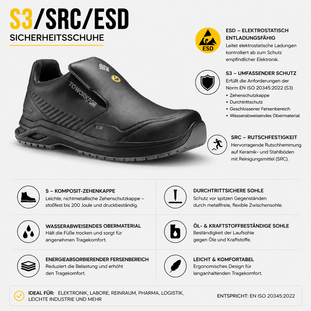 6A22.60 - Botas de Segurança X-305 S3/SRC/ESD Preto