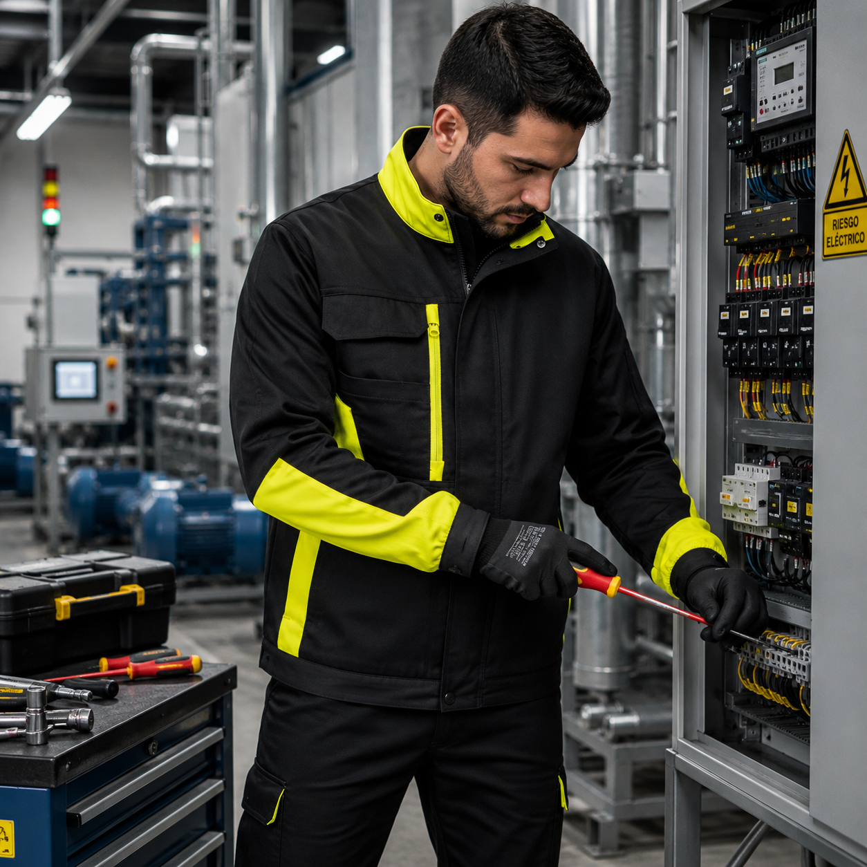 CD118BY - WX1 Veste de travail matelassée bicolore en coton Noir/Jaune