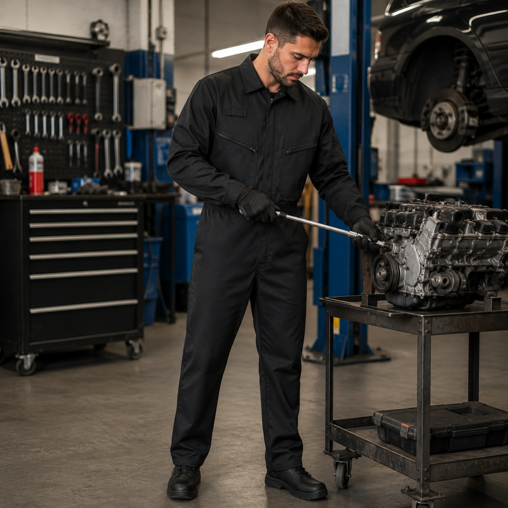 ES813B - ES1 Essential Zip Boilersuit Schwarz