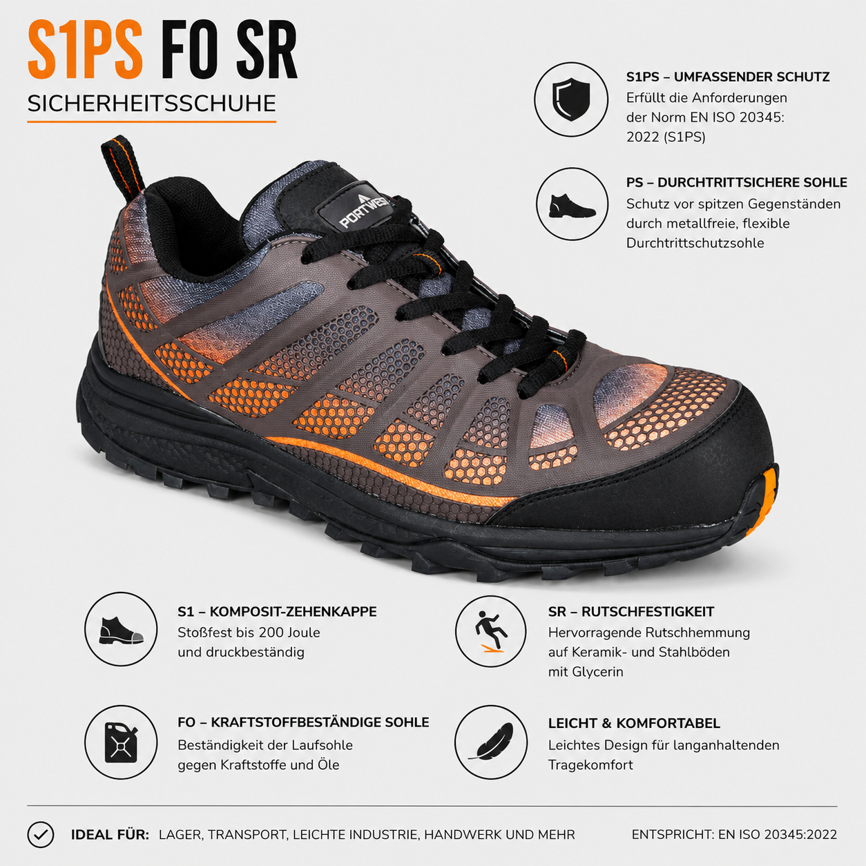 FT36 - Ténis Spey S1P de Cano Baixo Compositelite Portwest
