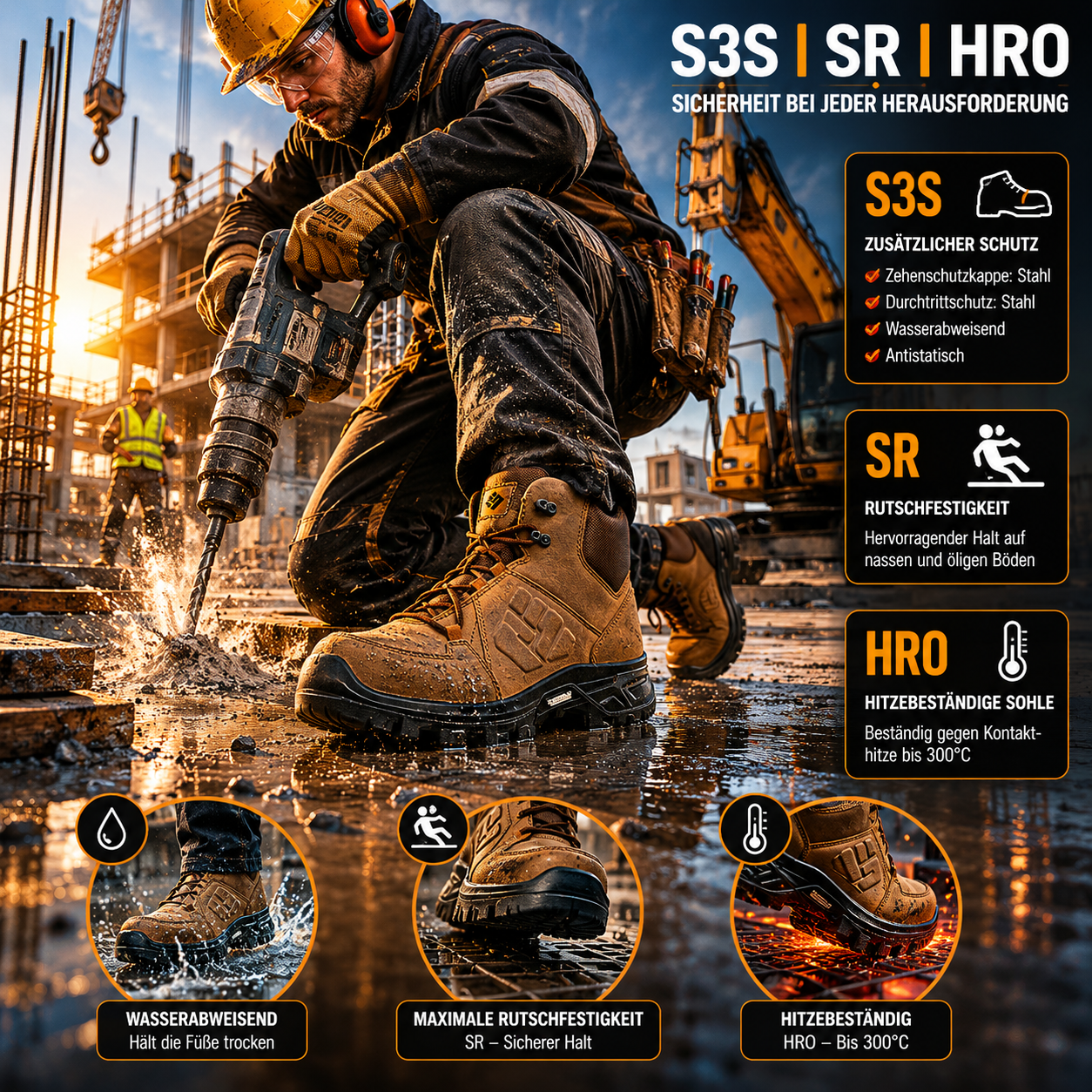 6B03.12 - Sicherheitsschuhe GEAR MICHELIN S3S/SR/HRO Braun